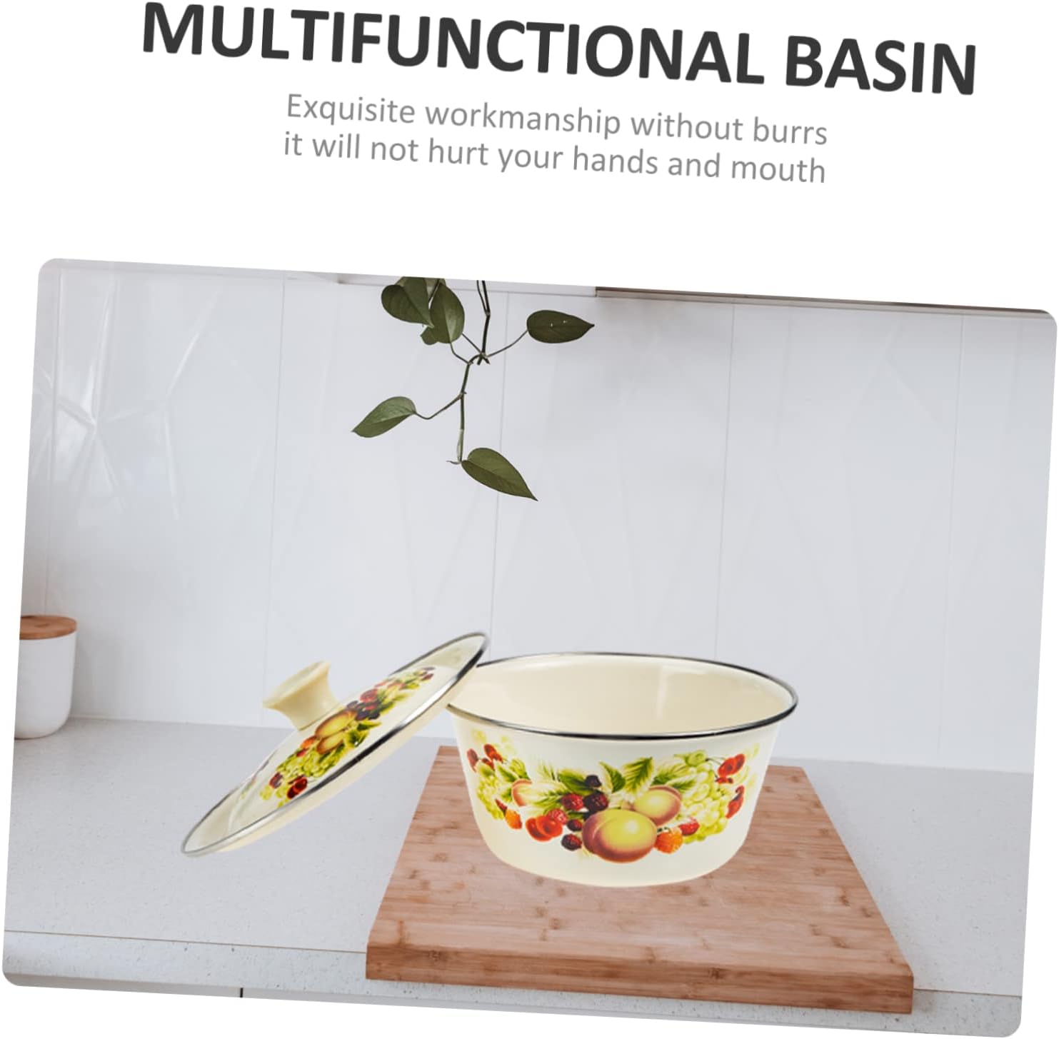 RORPOIR Recipientes de lavabo con tapa de esmalte Cuenca de sopa de esmalte Cuencos para mezclar cuencos de alimentos Ensaladera de acero inoxidable