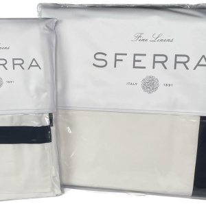 Sferra Estate Collection – Juego de sábanas de 4 sábanas de 4 piezas, 100 % percal de algodón de fibra larga de 200 hilos con apliques satinado, Sferra Estate Collection – Juego de sábanas de 4 sábanas de 4 piezas, 100 % percal de algodón de fibra larga de 200 hilos con apliques satinado,
