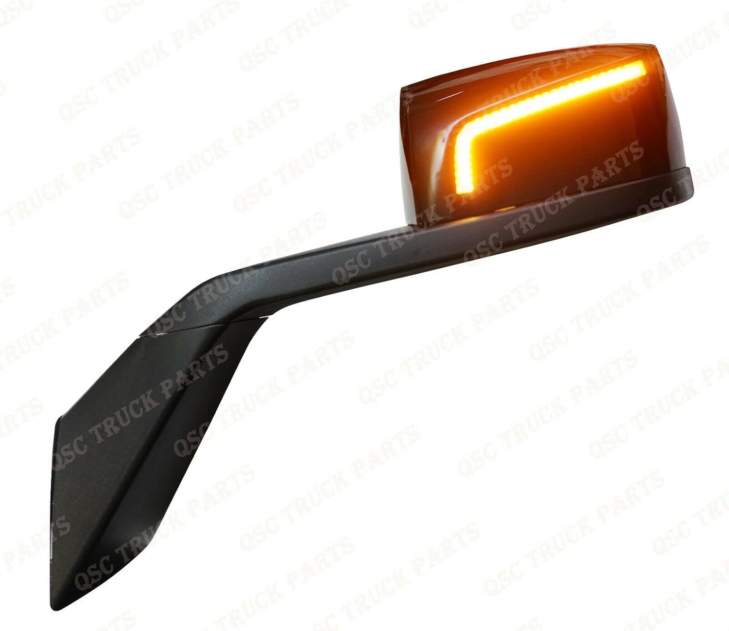 QSC Truck Parts Espejo de capó LED negro de alto rendimiento L & R Pair & Kit de montaje compatible con Volvo VNL