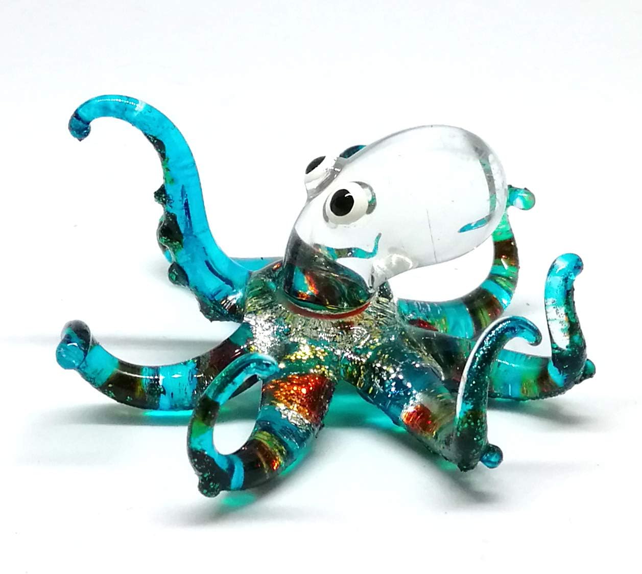 ZOOCRAFT Figura decorativa de cristal de pulpo de mar, decoración de regalo, en miniatura, soplado a mano, estilo costero azul, coleccionable para