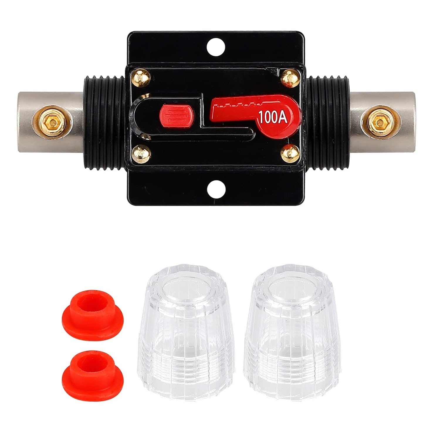 Disyuntor de audio de 100 amperios, portafusibles de 12 V-24 V CC, interruptor de interruptor de 20 a 300 A, disyuntor en línea con botón de