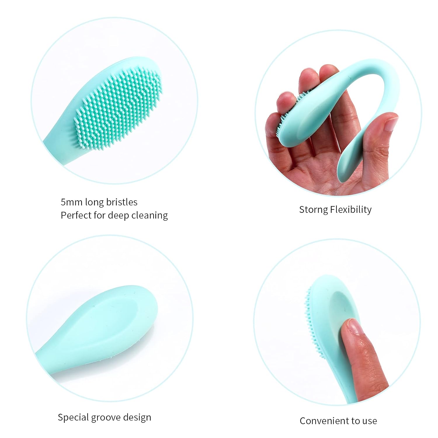 MSQ Cepillo de silicona para mascarilla facial, limpiador facial suave, paquete de 2 cepillos de doble extremo para barro, arcilla, máscara mixta de