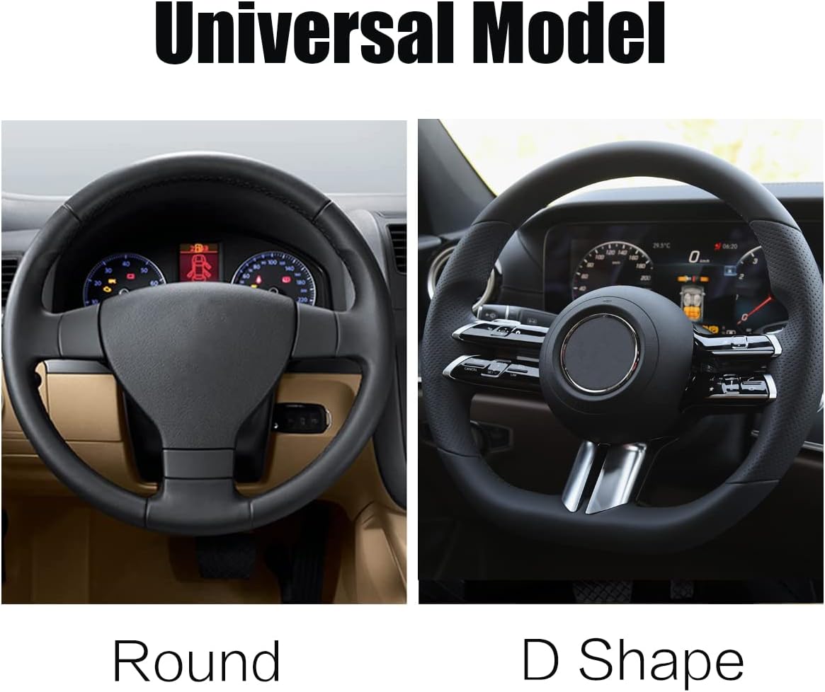 Funda universal para volante de automóvil, de microfibra térmica, de piel sintética, elástica, 15 pulgadas, costuras de color, antideslizante,