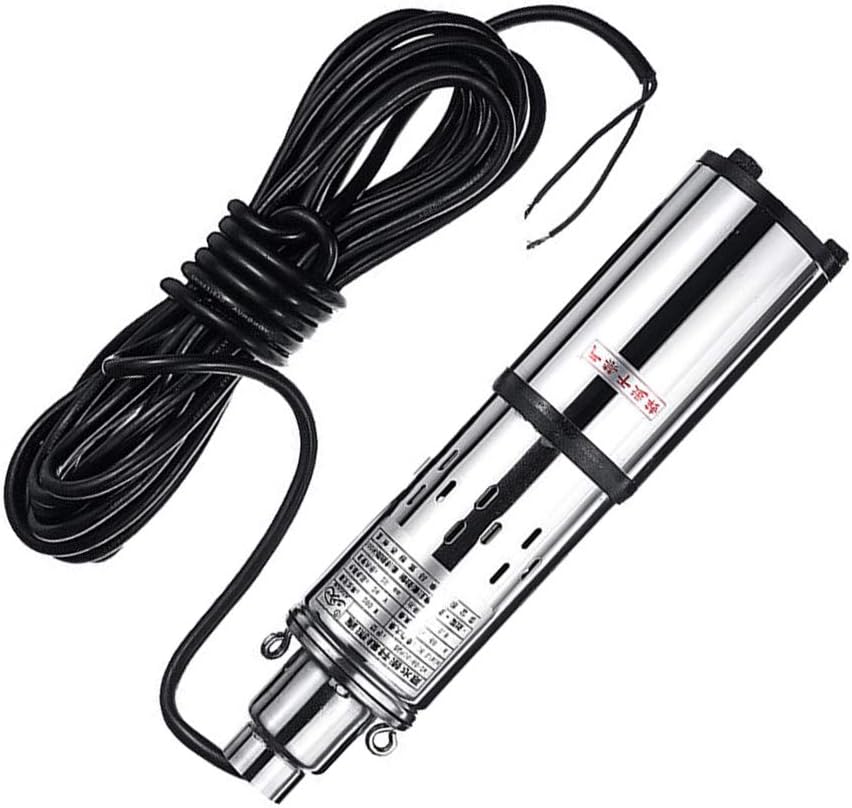 Bomba sumergible de pozo profundo, bomba de pozo profundo alimentada por energía solar DC24V 200W, flujo máximo de elevación de 98.4ft, 1.2 mh,