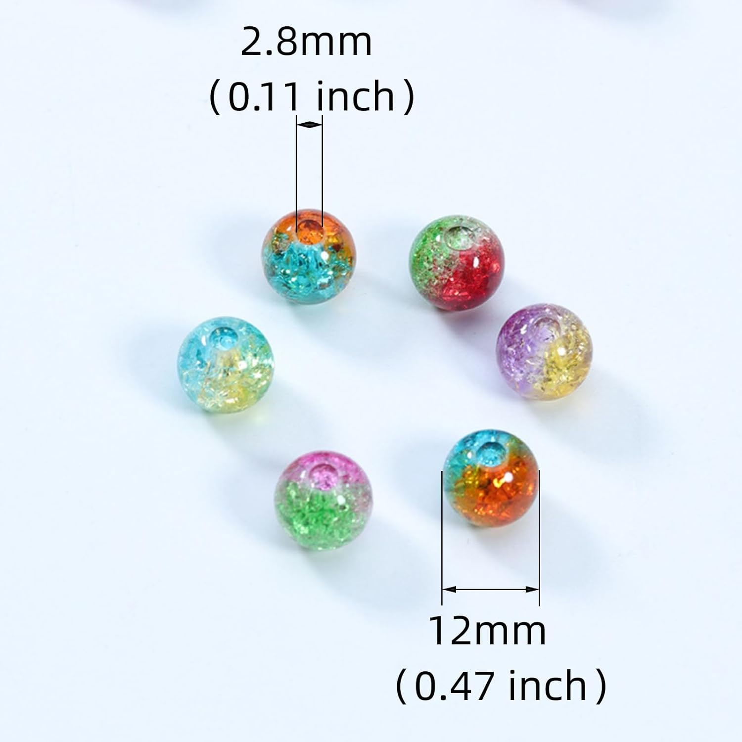 200 cuentas redondas de cristal acrílico de colores para hacer joyas, pulseras, aretes, collares, llaveros para adultos, cuentas, proyectos de