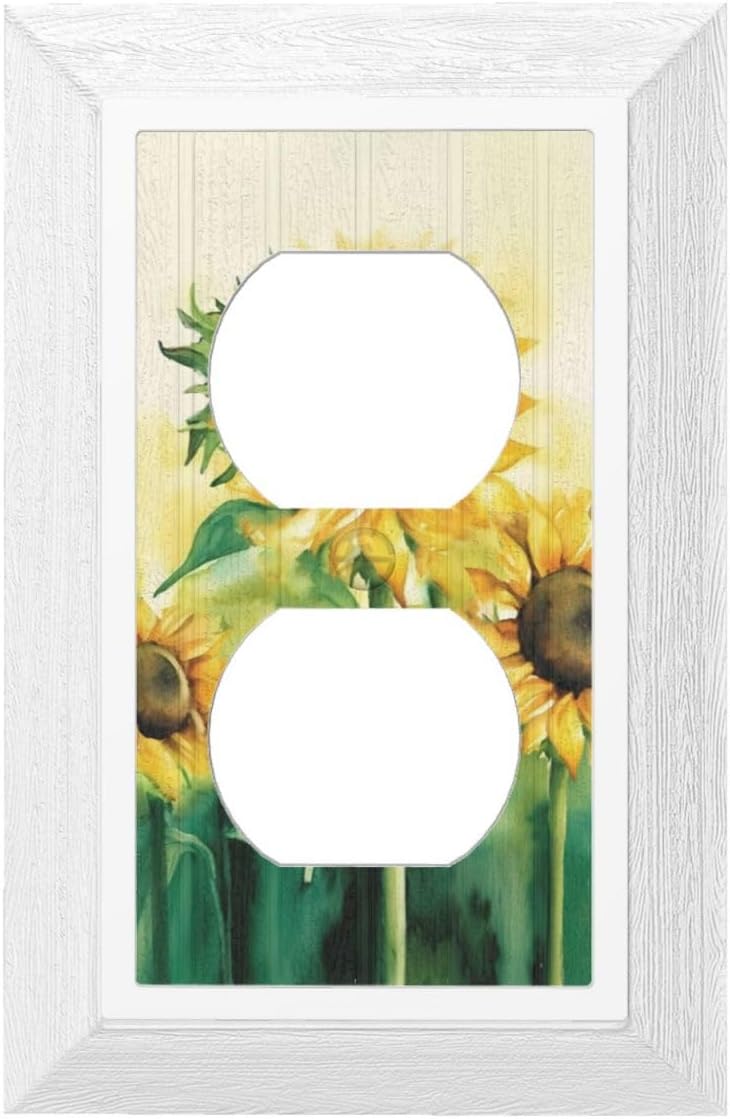 Girasoles individuales dúplex para interruptor de luz, cubierta de interruptor de luz de 1 banda, cubierta decorativa de pared, cubierta de toma de