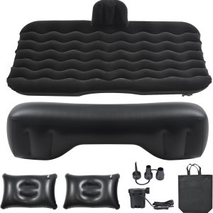 NovelBee Colchón inflable de aire para automóvil, asiento trasero, cama para dormir con cabeza y almohadilla lateral para protección adicional, NovelBee Colchón inflable de aire para automóvil, asiento trasero, cama para dormir con cabeza y almohadilla lateral para protección adicional,