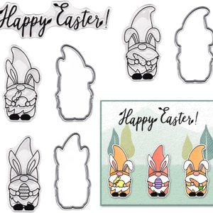 Gnomos de conejo de Pascua, sellos transparentes y troqueles para hacer tarjetas, palabras de Pascua, sellos de goma para conejos, zanahorias, Gnomos de conejo de Pascua, sellos transparentes y troqueles para hacer tarjetas, palabras de Pascua, sellos de goma para conejos, zanahorias,