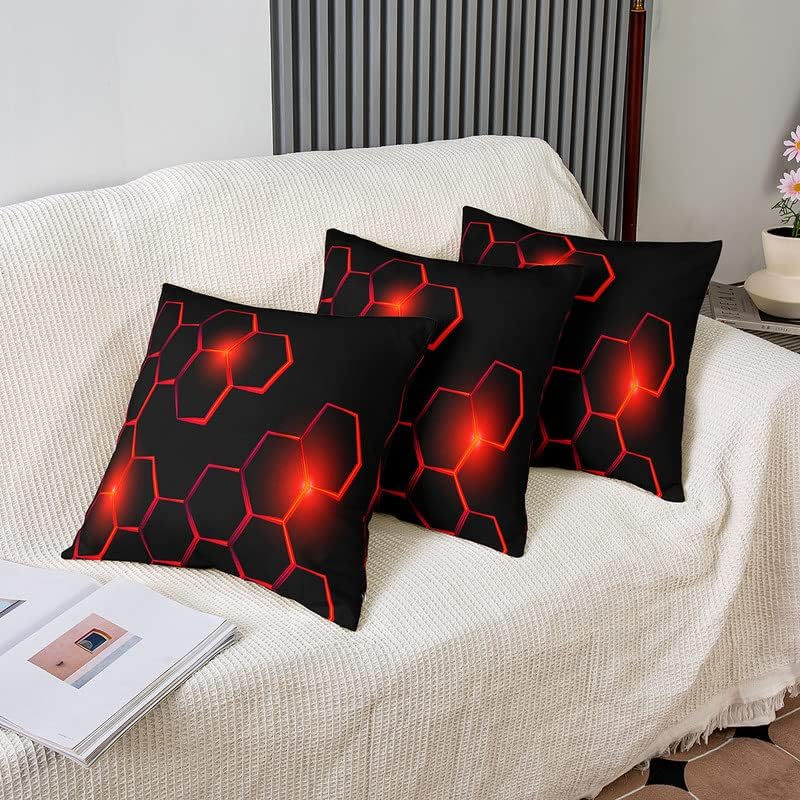 Fundas de cojín de panal de abeja, fundas de cojín geométricas modernas con temática hexagonal de 18 x 18 pulgadas, juego de 2 fundas de almohada