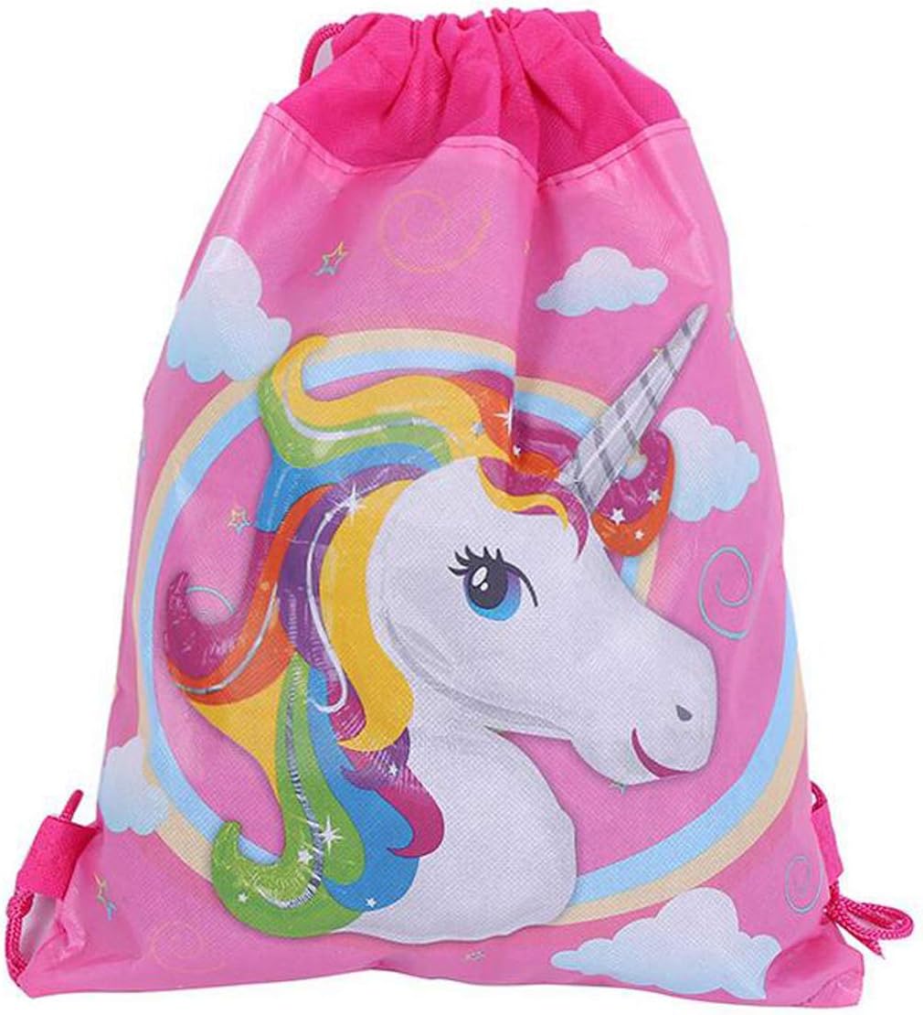 Bolsa de recuerdo de fiesta de unicornio, paquete de 8 mochilas con cordón de unicornio como bolsas de regalo de fiesta, bolsas de dulces para