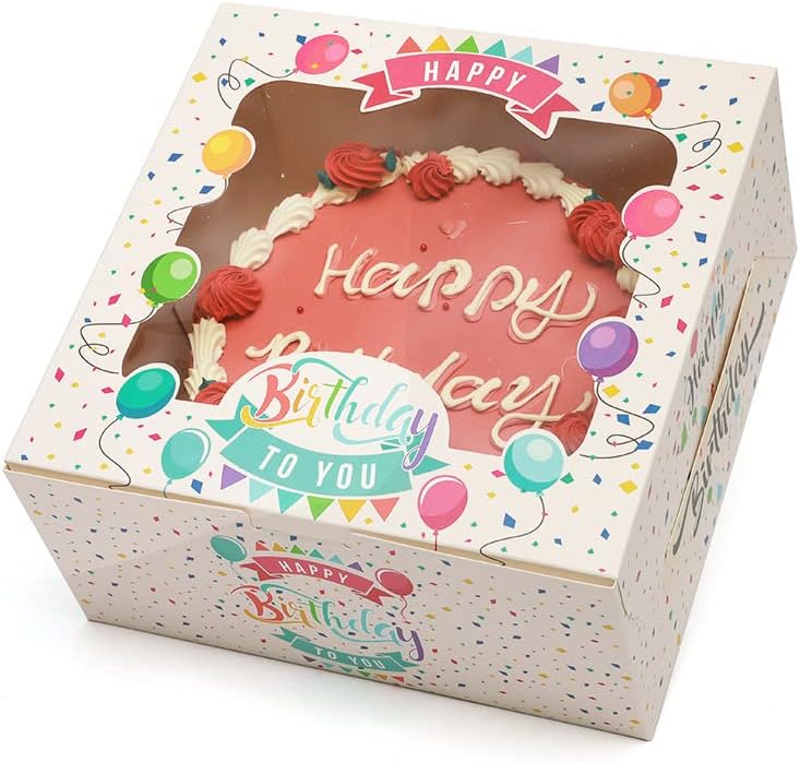 36 cajas para tartas de 10 x 10 x 5 con ventana, paquete de 18 cajas para tartas de cumpleaños, cajas de panadería de 10 pulgadas (18 cajas para