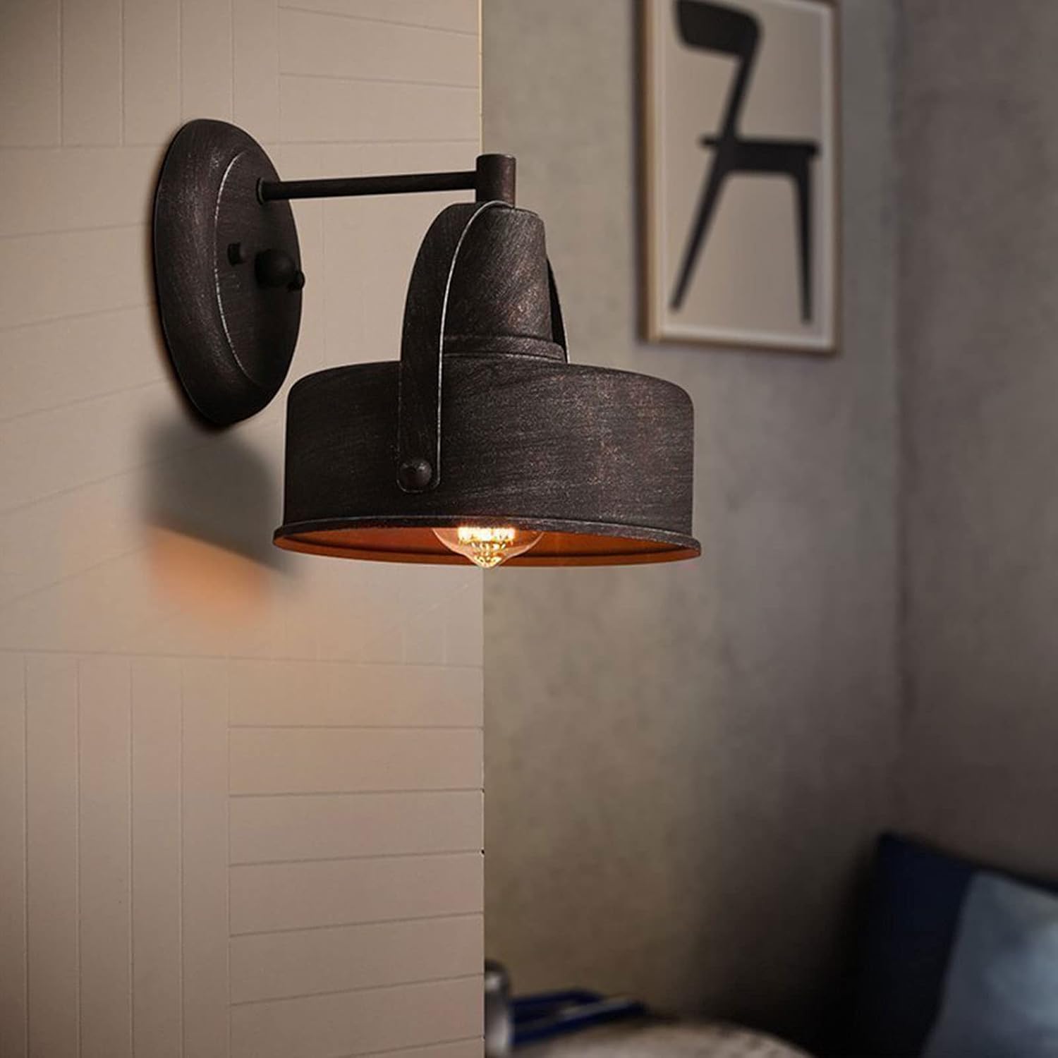 Luces industriales de pared para interiores y exteriores, aplique de pared de granero de 8.6 pulgadas, enchufe E26, luz de porche industrial para