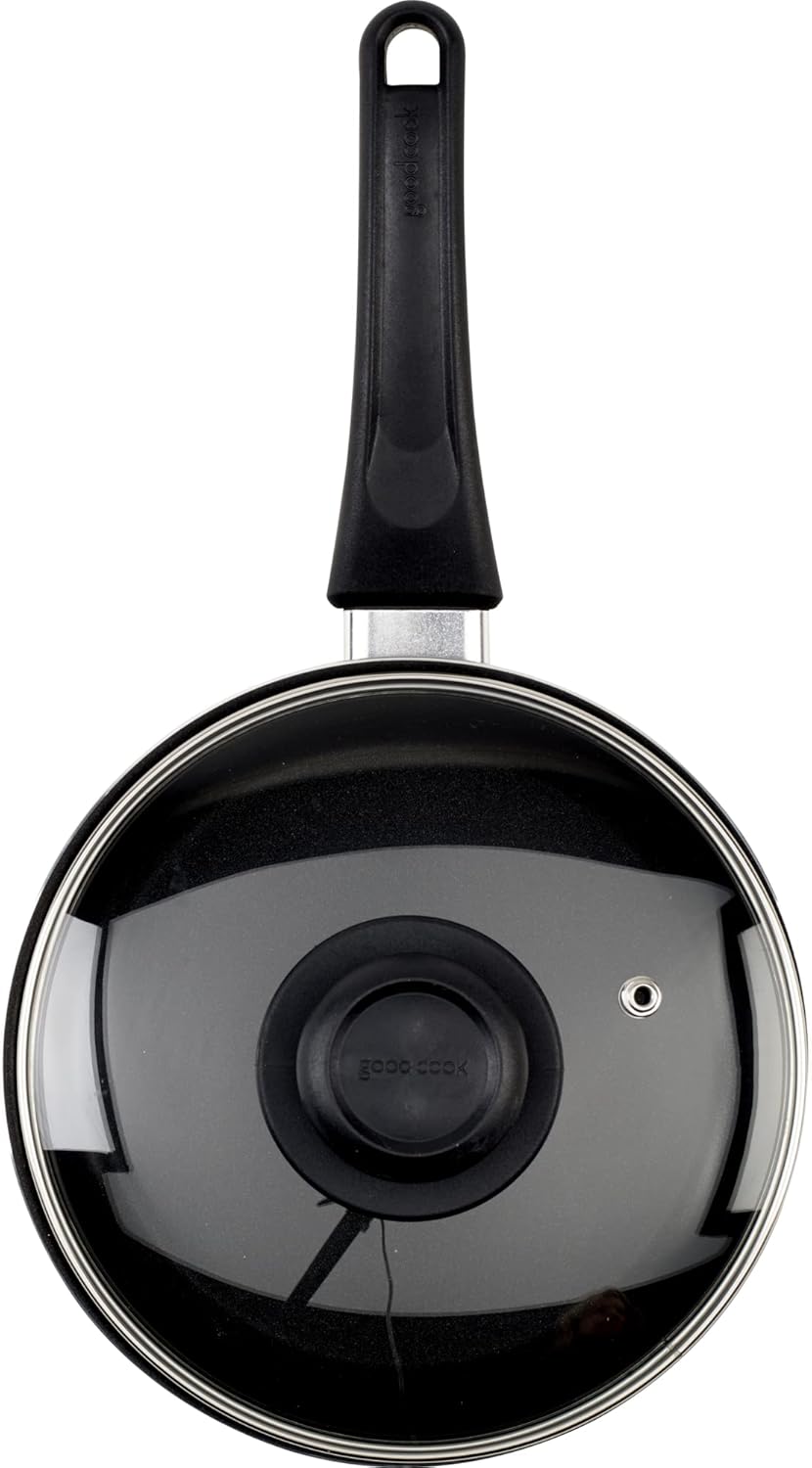 Utensilio de cocina Good Cook con tapa, 11 pulgadas, antiadherente, negro, Cacerola, S, No adhesivo negro