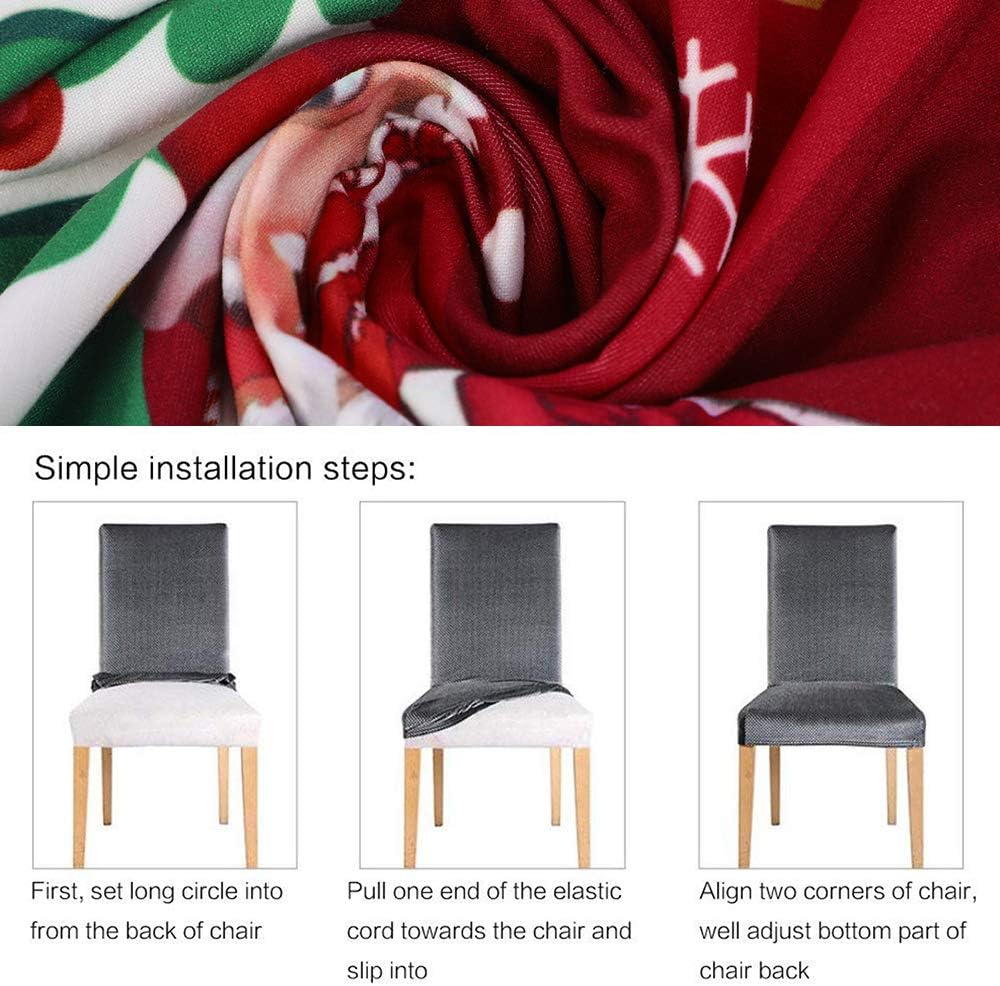 NIBESSER Juego de 6 fundas navideñas para sillas de comedor, fundas elásticas para sillas de Navidad, lavables, para hotel, banquetes, Navidad y