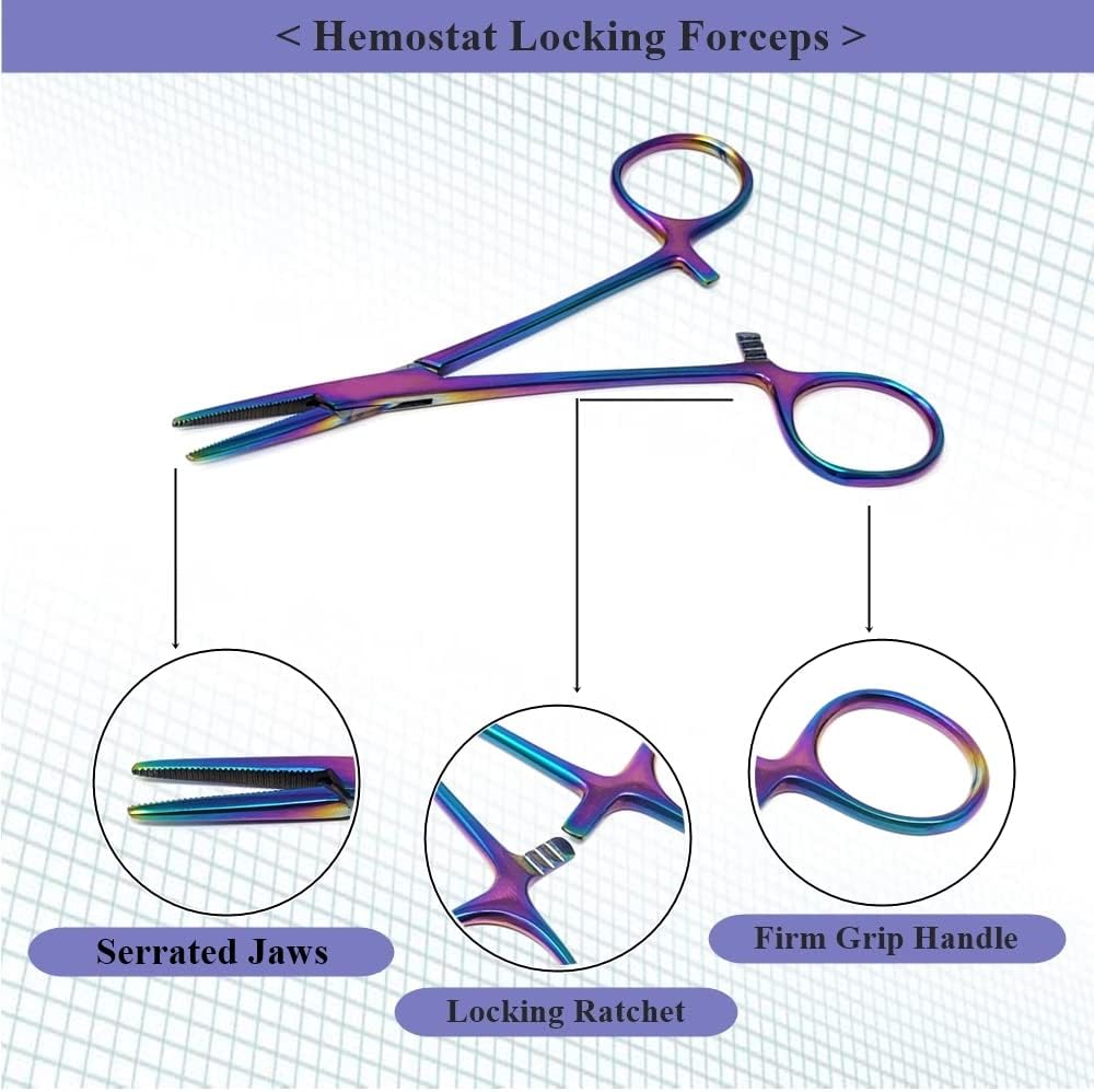 Juego de 2 pinzas para hemostato y vendaje para enfermeras, juego de 2 piezas de acero inoxidable de 5.5 pulgadas de largo, perfecto para médicos,