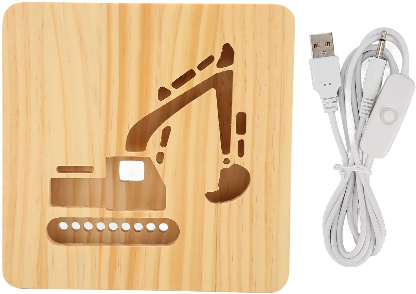 Pilipane Luz nocturna de ilusiones ópticas de 7 colores, lámpara 3D con forma de excavadora, cambio de cable USB, lámpara de mesa LED táctil como