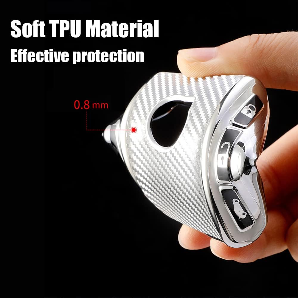 HIBEYO Funda para llavero de automóvil con textura de fibra de carbono de TPU para Volvo XC90 XC60 XC40 S60 S90 V90 V60 Polestar 1 T5 T6 Funda para