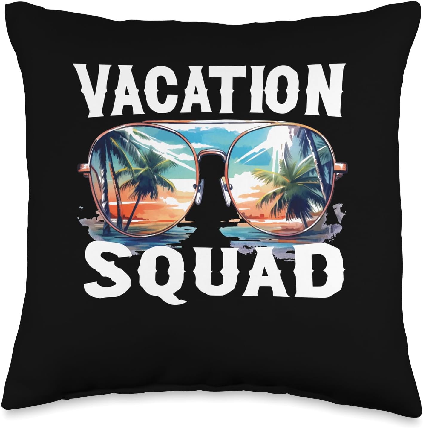 Vacation Squad Sunglasses Ocean Island Summer Gift Vacation Squad  Sunglasses Ocean Island  Summer Throw Pillow, 16×16, Multicolor