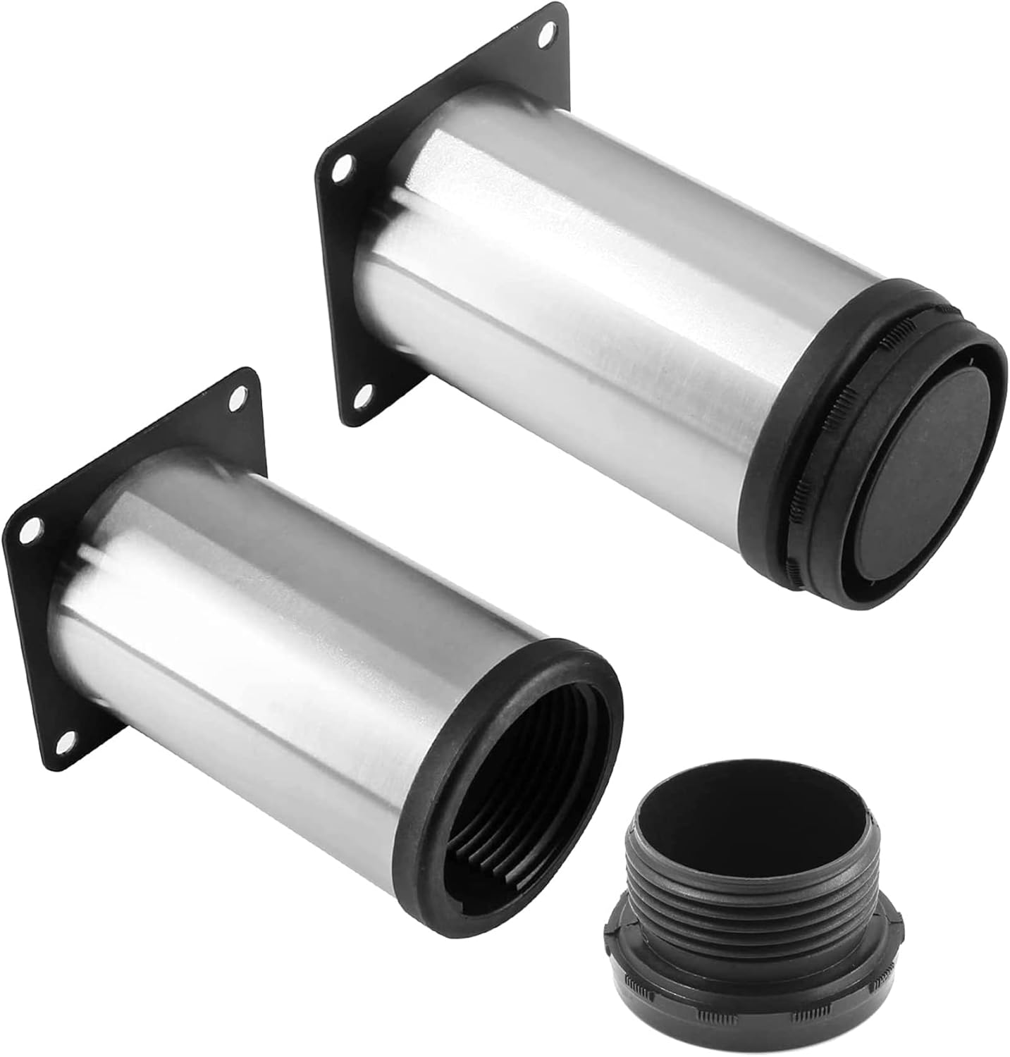 4 patas ajustables para muebles de 4 pulgadas (3.937 in), patas redondas de acero inoxidable, patas redondas de gabinete, patas de cocina ajustables