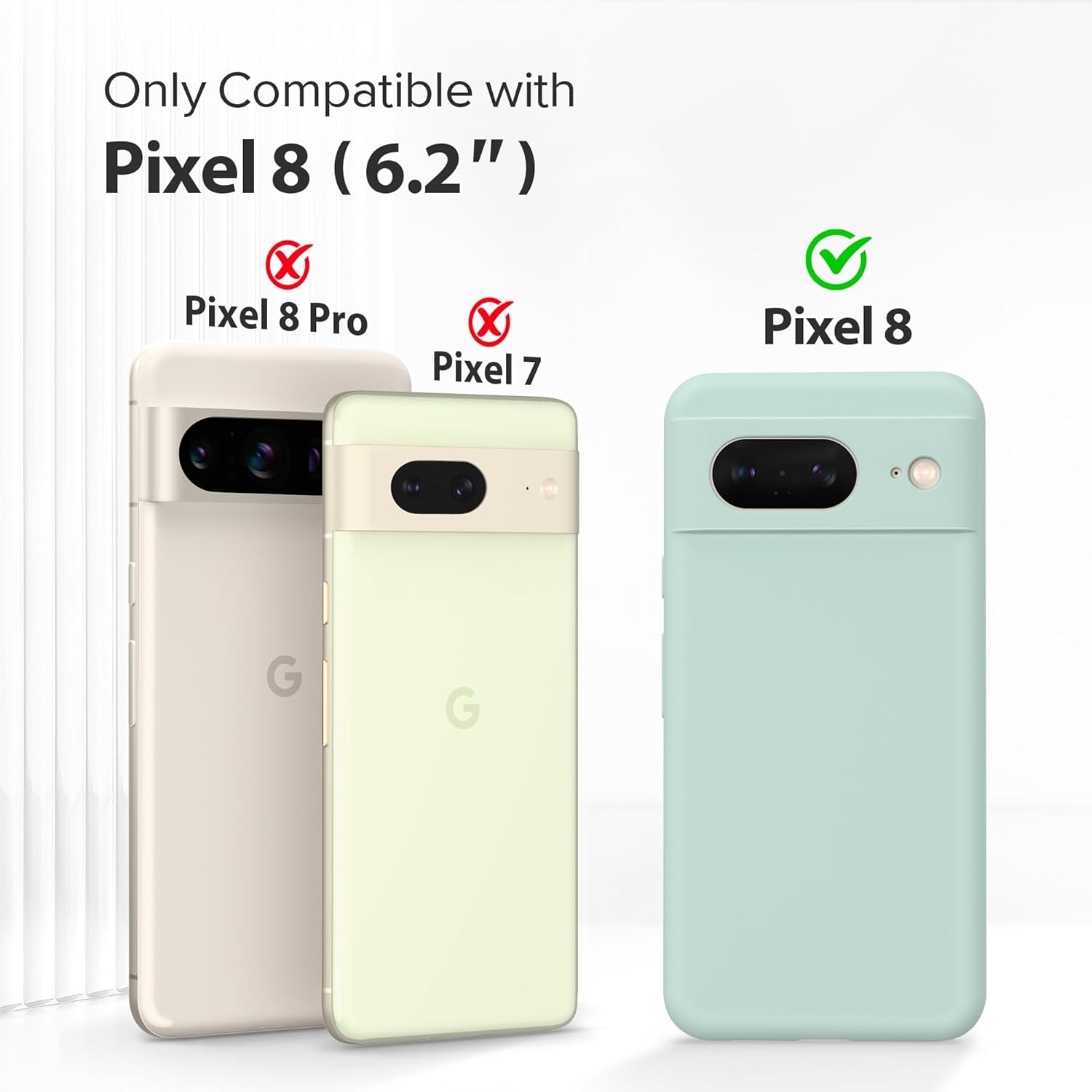 GONEZ Funda para Google Pixel 8, funda de silicona líquida con 2 protectores de pantalla, funda protectora de cuerpo completo, a prueba de golpes,