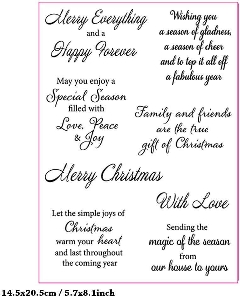 Sentiments – Sellos transparentes con frase en inglés “Merry Christmas”, frases de goma transparente para álbum, fotos, tarjetas decorativas, 8