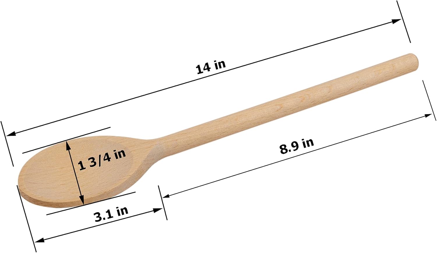 Cucharas de madera de 14 pulgadas de largo para cocinar, cucharas ovaladas de madera para hornear, cocinar, revolver, cucharas de salsa hechas de