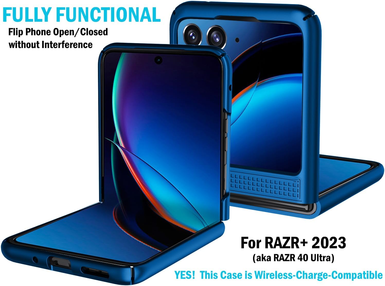 Nakedcellphone – Funda con clip para Motorola RAZR+ 2023, textura de cuadrícula cubierta rígida delgada y giratoriatrinquete Combo de funda de