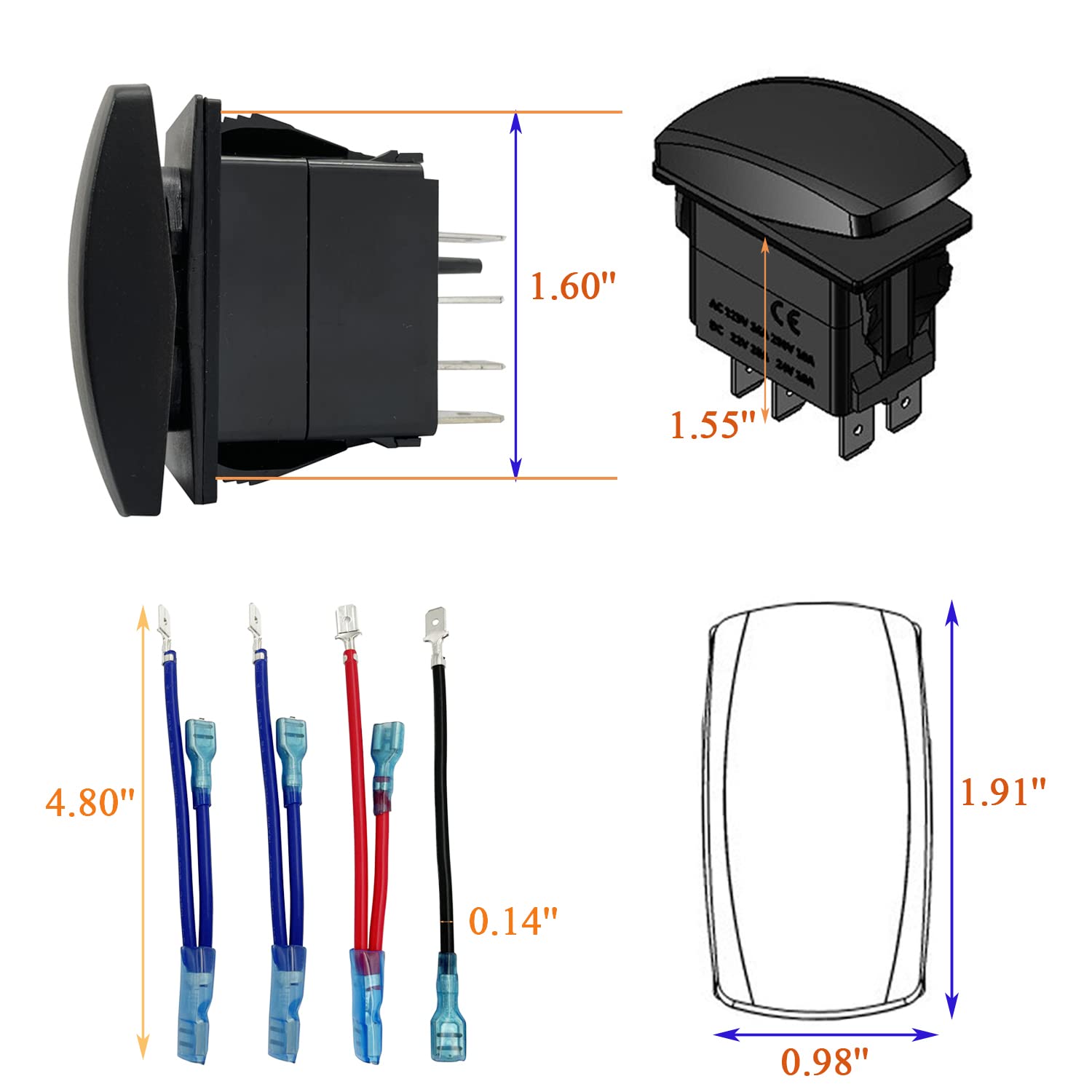 Interruptor basculante momentáneo de cabrestante LED verde de 12 V 24 V, 7 pines (encendido), apagado (encendido), encendidoapagado, interruptor