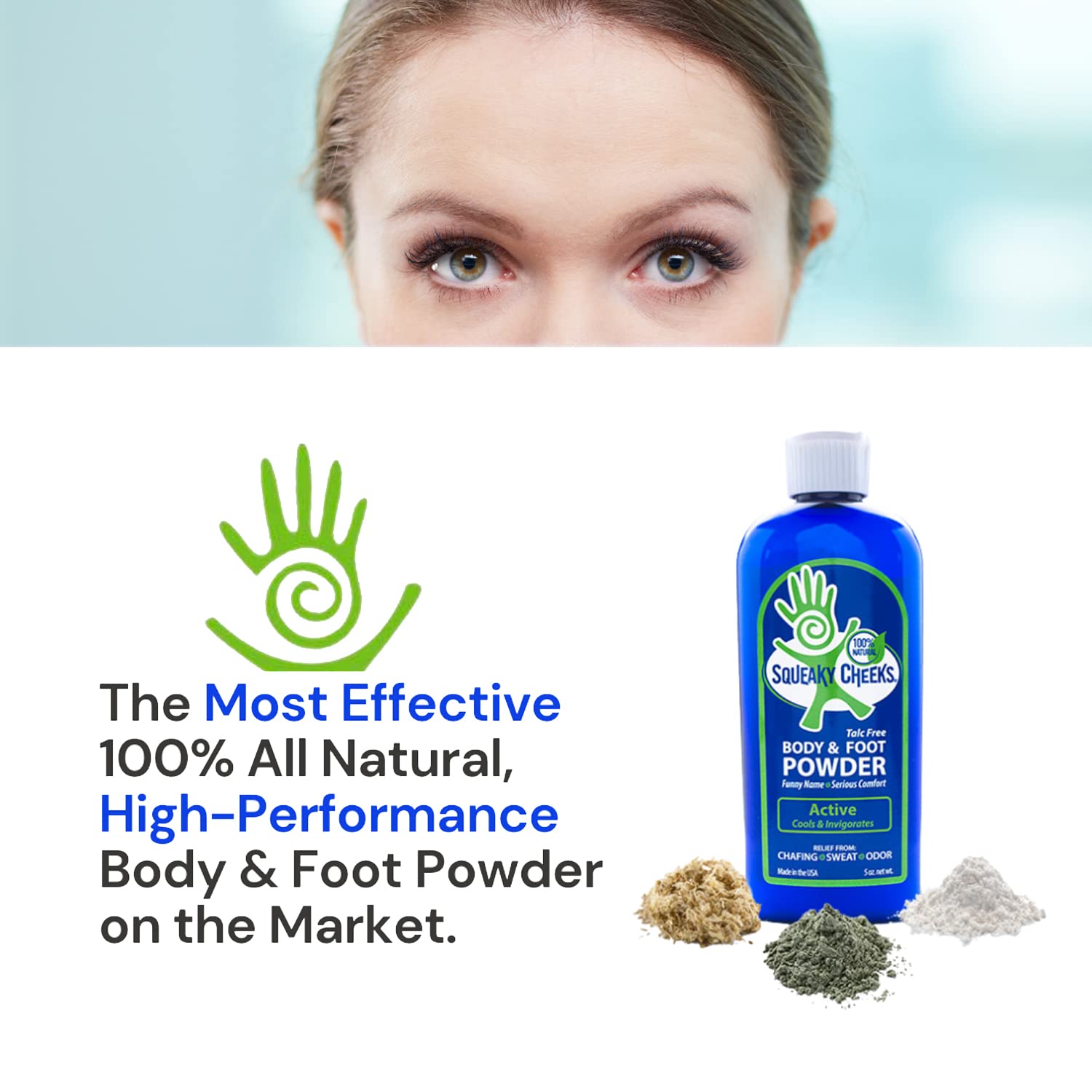 Polvo refrescante para cuerpo y pies (5 onzas), paquete de 2 unidades, sin talco y totalmente natural, fórmula activa, aroma fresco de menta con