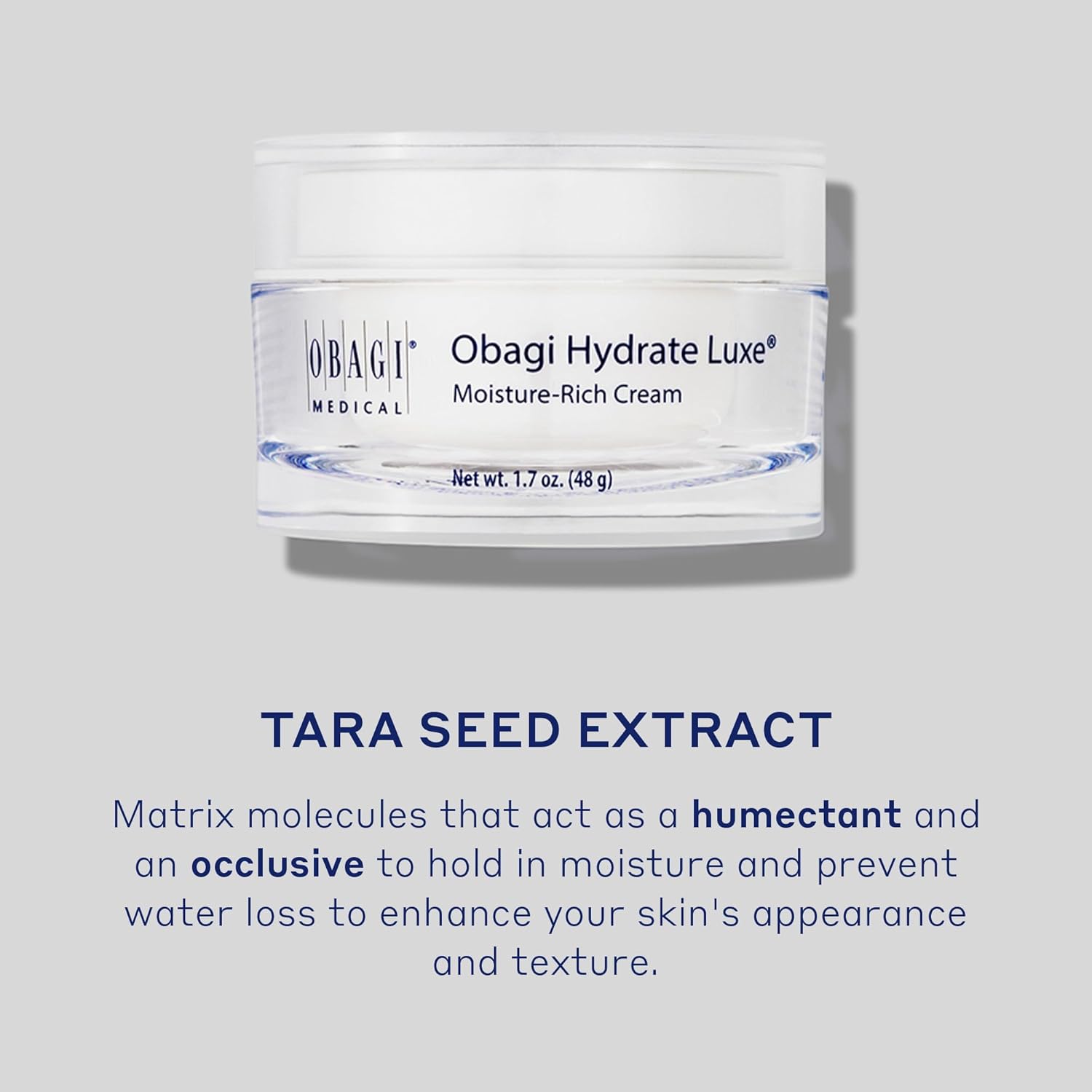 Obagi Hydrate Luxe Crema rica en humedad, 1.7 onzas, paquete de 1 loción facial hidratante con manteca de karité, crema hidratante ultra rica para