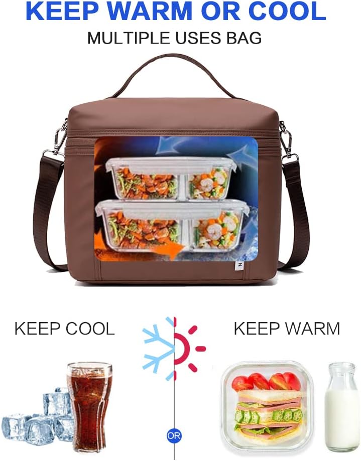 NOL Natural Organic Lifestyle – Bolsas de almuerzo aisladas para mujer, bolsa de refrigeración ligera de nailon impermeable para el trabajo
