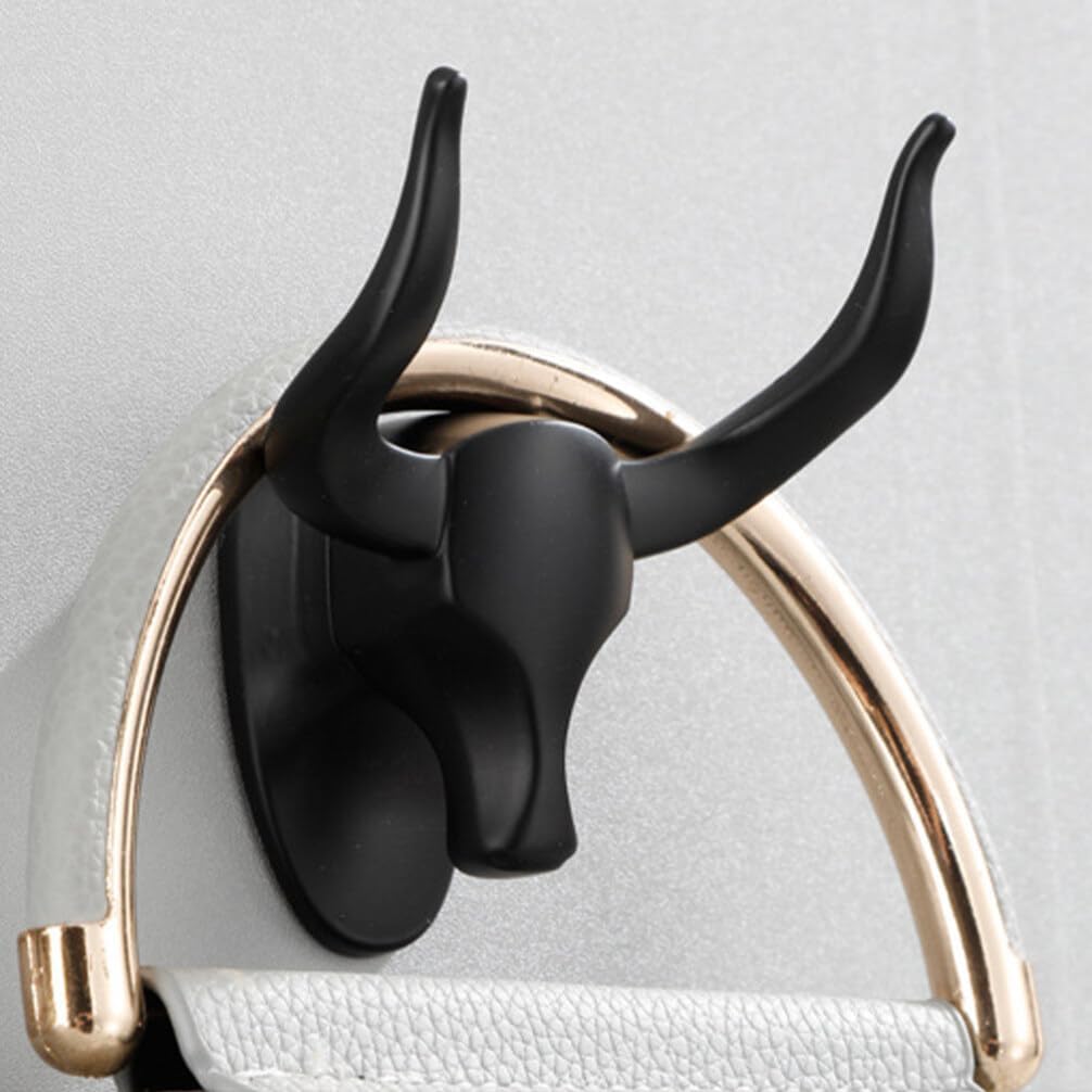 EXCEART Gancho de una sola pared con forma de animal creativo, esculturas de vaca rústicas, colgador de gancho resistente montado en la pared de