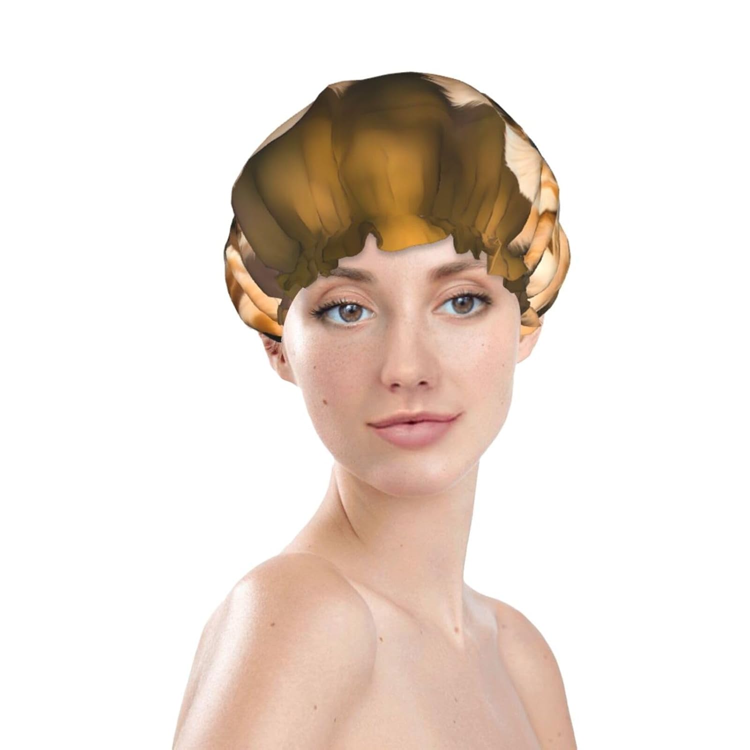 Golden Retriever – Gorro de ducha reutilizable para mujer, doble capa impermeable, gorro de baño de secado rápido