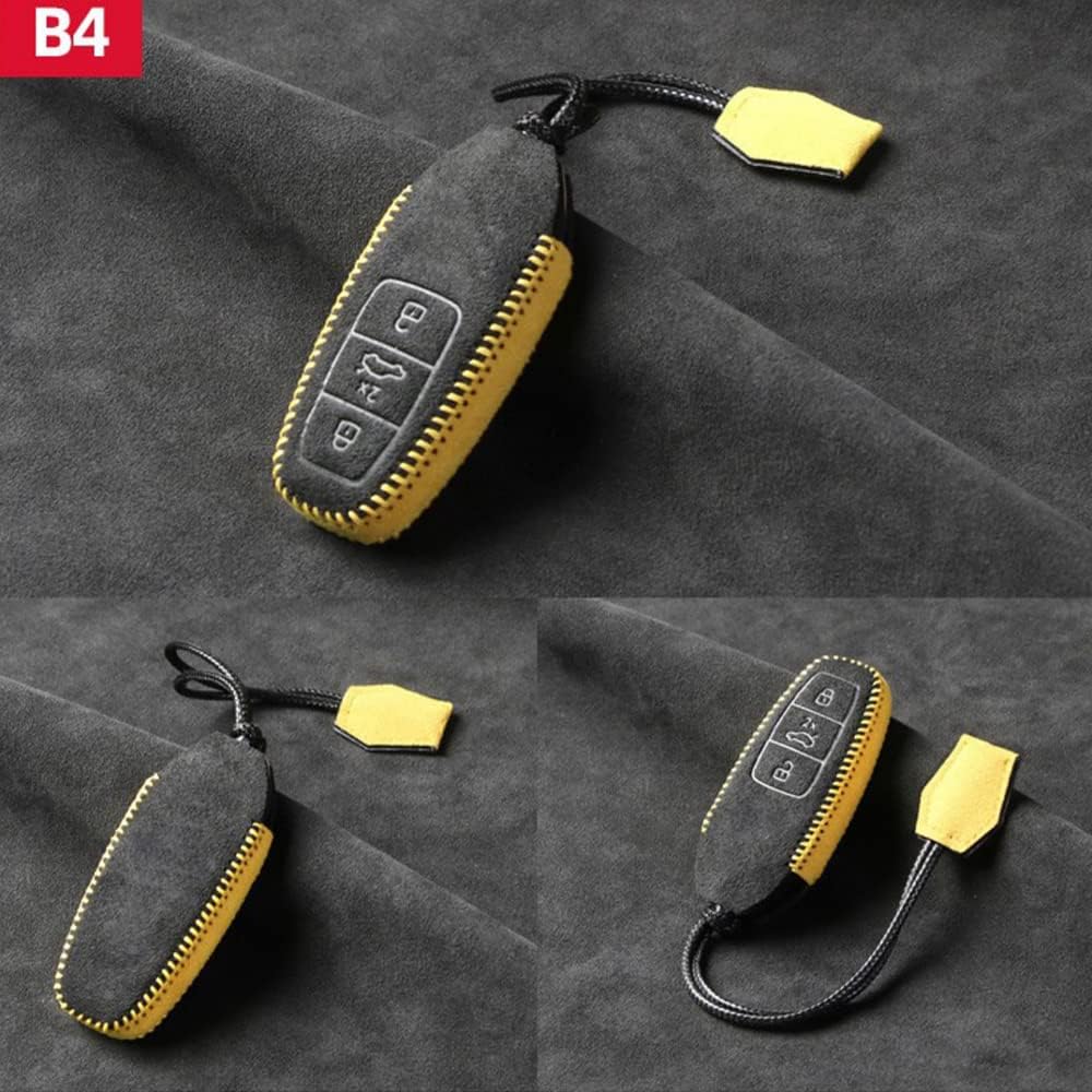 Alcantara Handmade Leather Smart Car Key Fob Case Cover Shell Fit for Lamborghini URUS 2021-2022