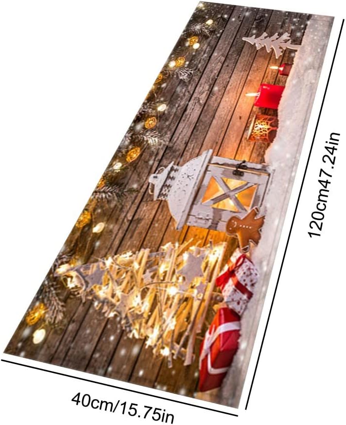 Decoración de Navidad, tapete de Navidad de Papá Noel, tapete de puerta interior con función antideslizante para cocina, decoración de Navidad,