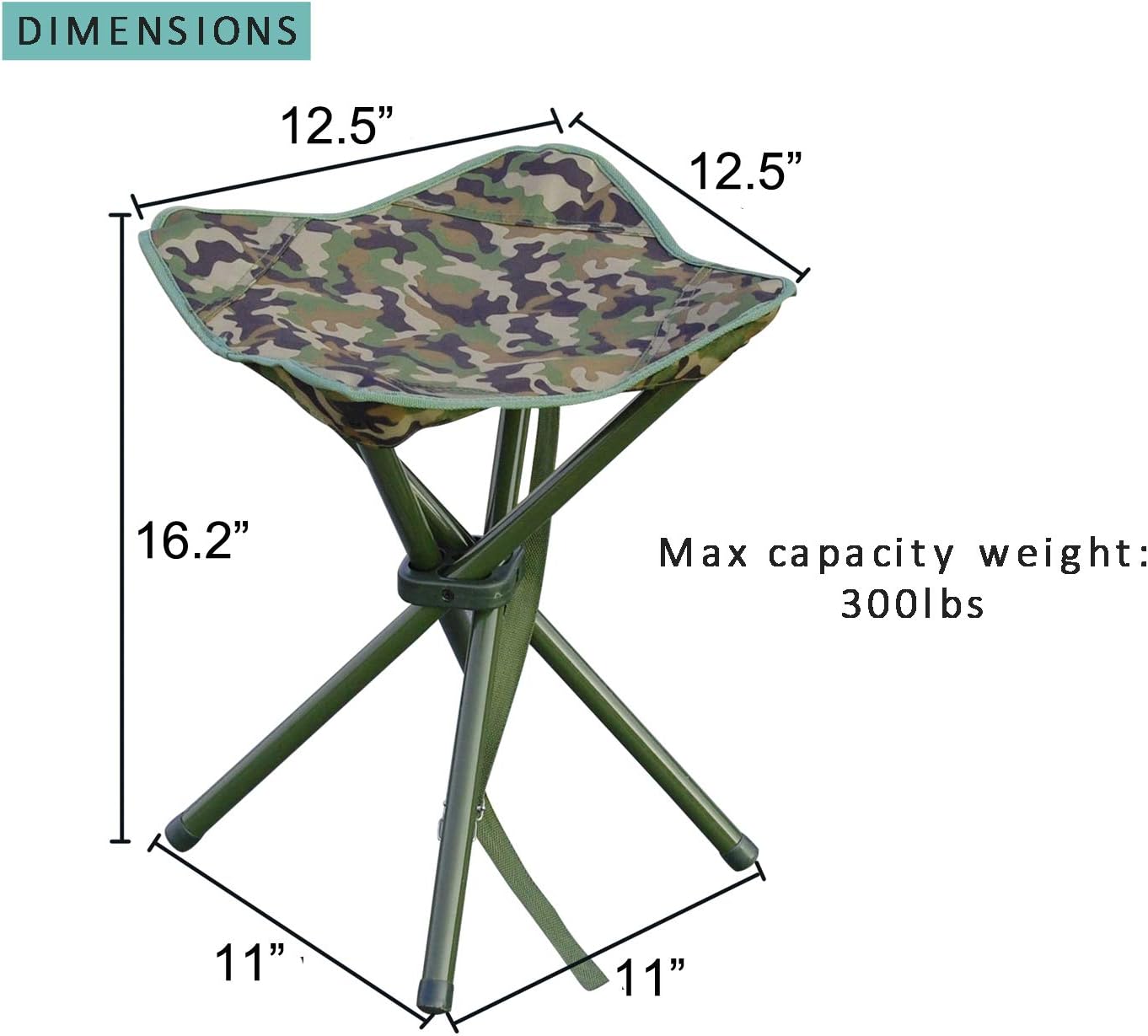 JSHANMEI Taburete plegable portátil para senderismo al aire libre, pesca, viajes, 4 patas, soporte de 300 libras