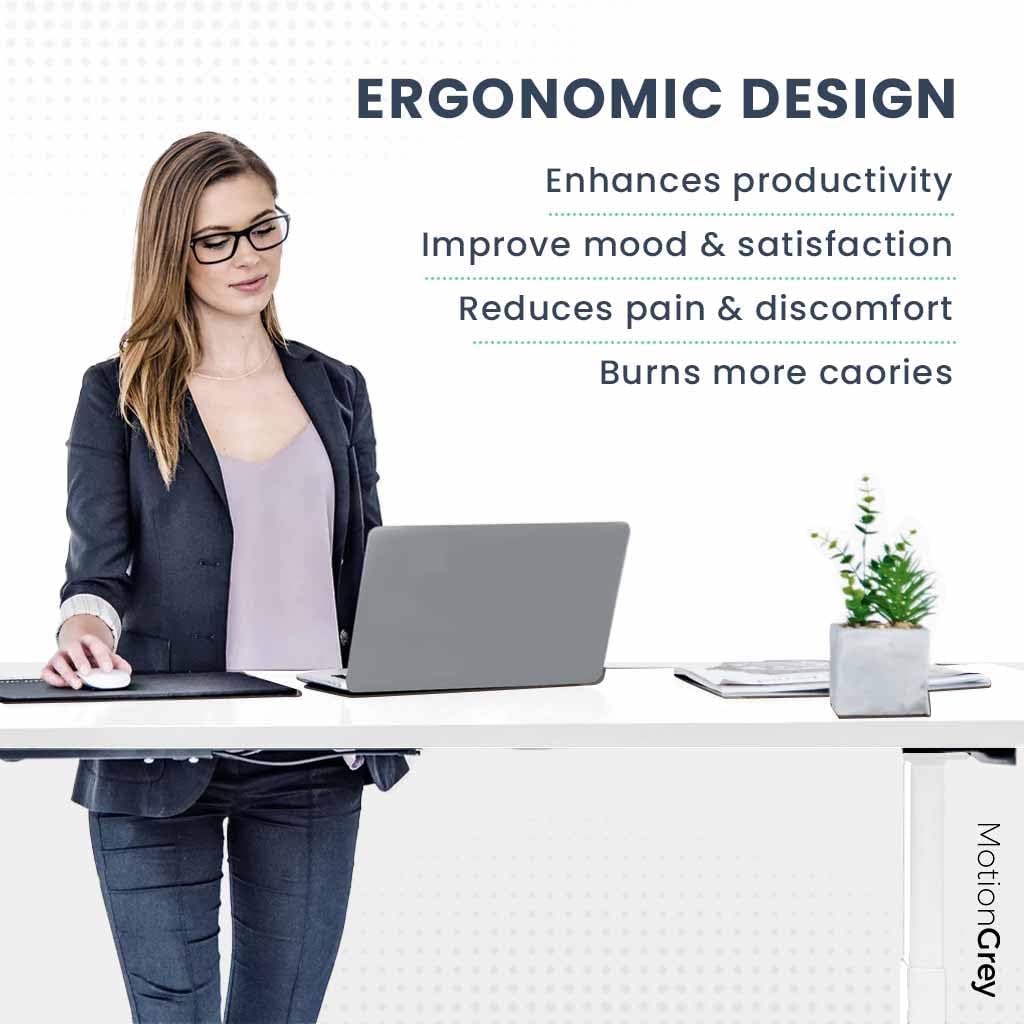 MOTIONGREY – Escritorio de pie ajustable en altura con motor eléctrico, escritorio ergonómico de pie, soporte de escritorio ajustable para