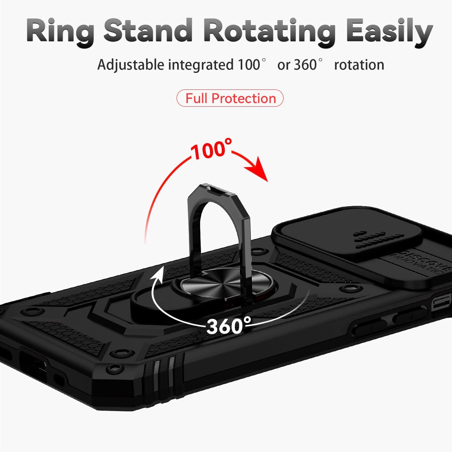 Funda para iPhone 12 Mini, con protector de pantalla HD para cámara deslizante, protección de cámara soporte giratorio magnético funda protectora