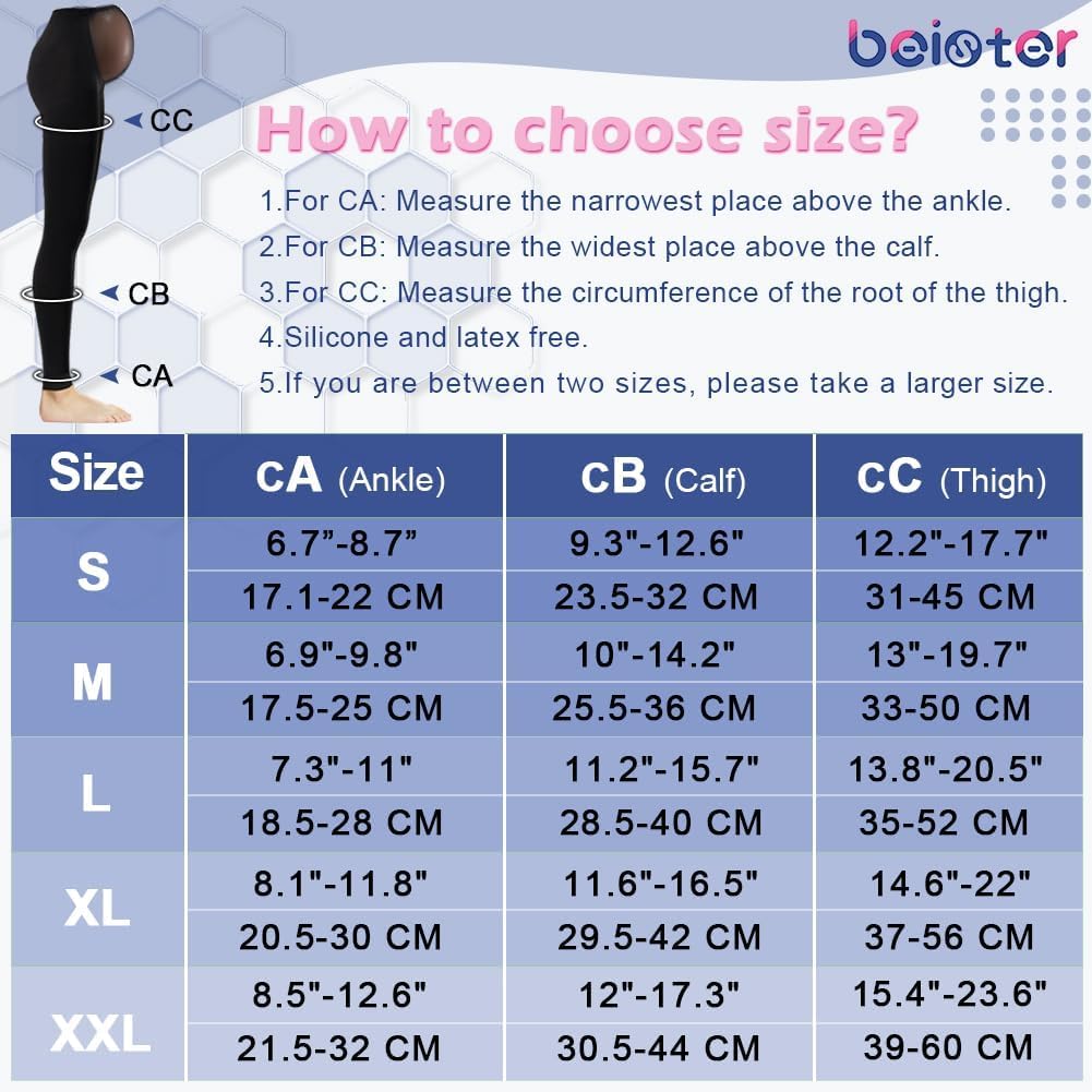 Beister – Mallas de compresión médica de maternidad, 20-30 mmHg, con soporte graduado, con banda elástica de botón y protección abdominal, medias de