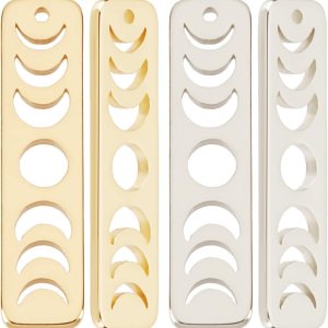 Beebeecraft 16 dijes de fase lunar de 2 colores chapados en oro de 18 quilates y platino con barra hueca de astronomía lunar para bricolaje y Beebeecraft 16 dijes de fase lunar de 2 colores chapados en oro de 18 quilates y platino con barra hueca de astronomía lunar para bricolaje y