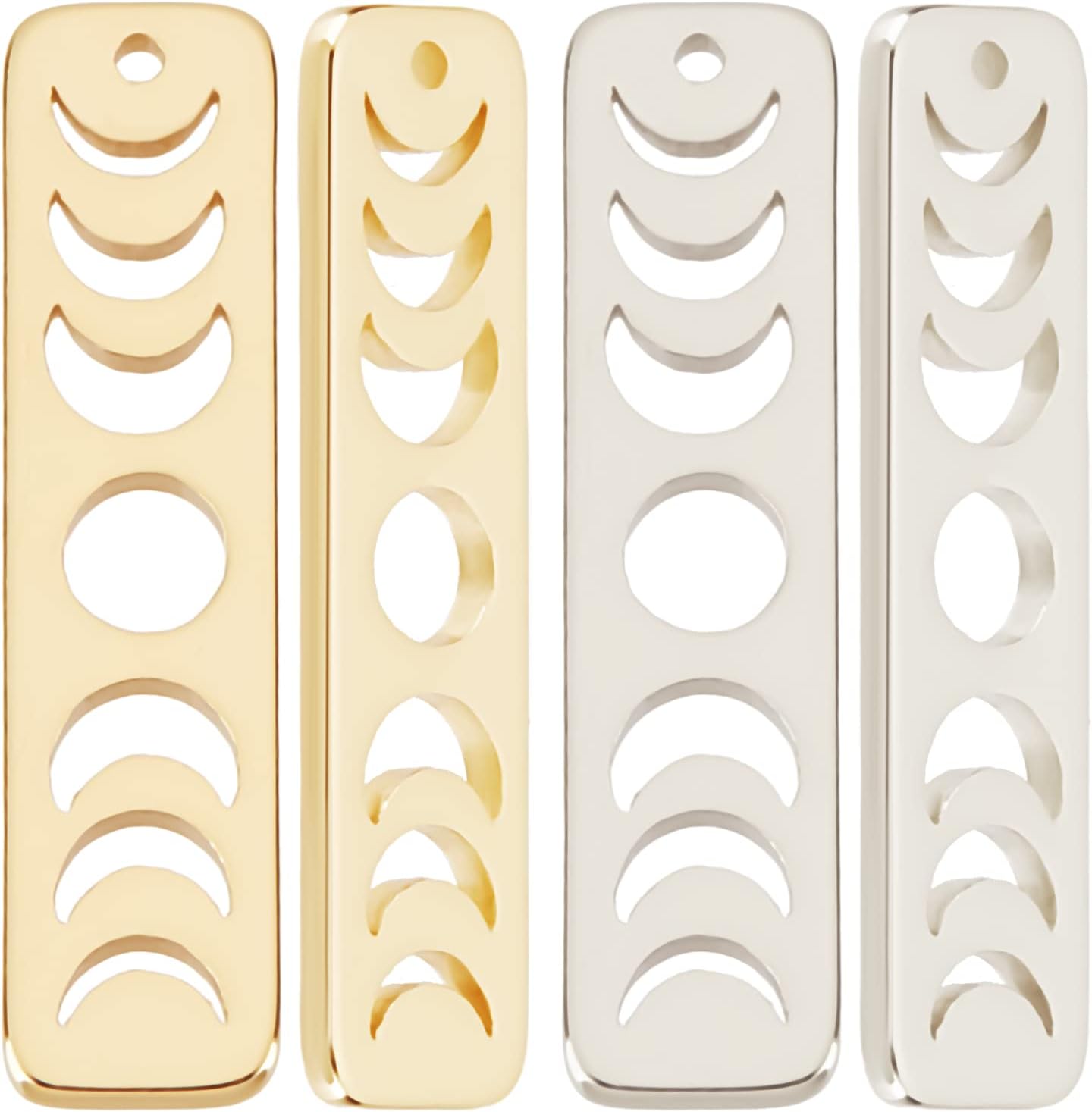 Beebeecraft 16 dijes de fase lunar de 2 colores chapados en oro de 18 quilates y platino con barra hueca de astronomía lunar para bricolaje y