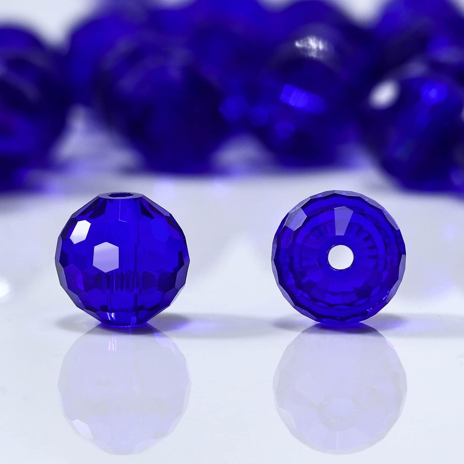 Cuentas de cristal redondas de 0.394 pulgadas para la fabricación de joyas, cuentas de cristal facetadas azul oscuro para manualidades, pulseras,