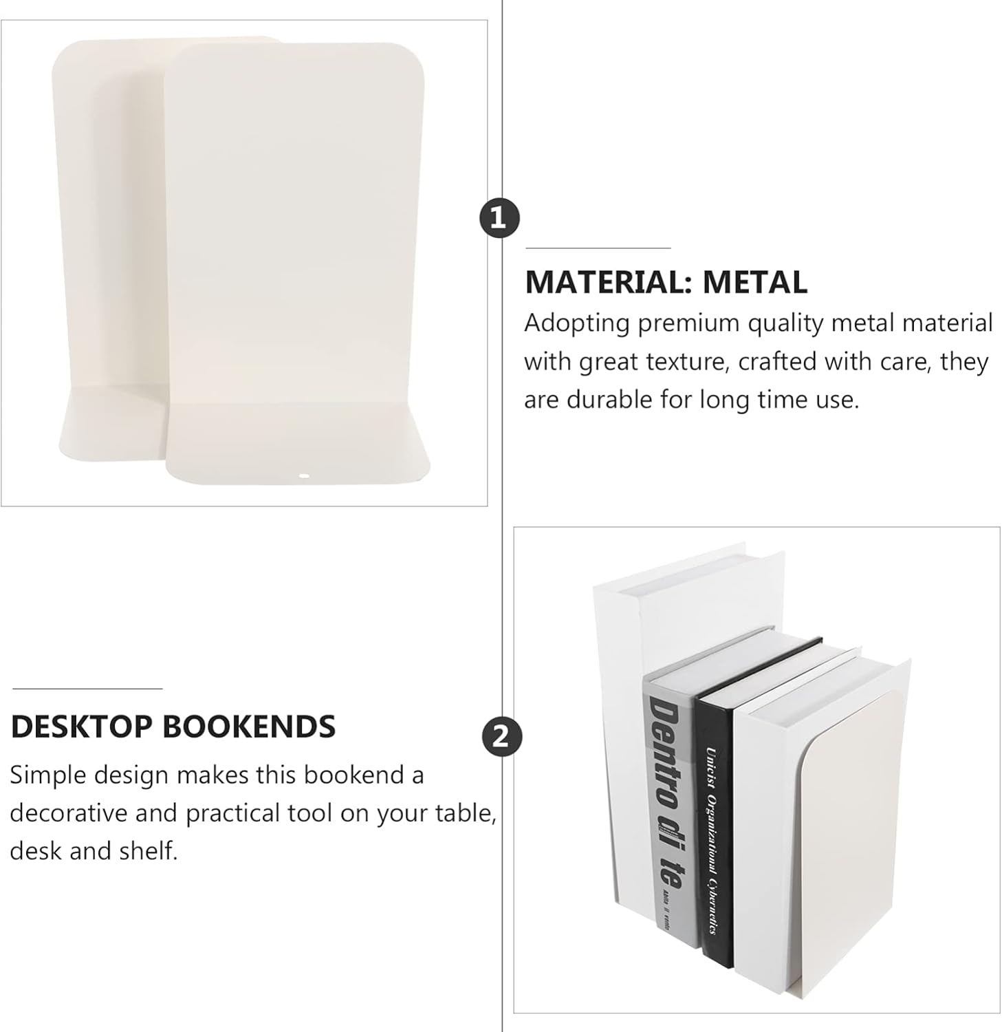 Homoyoyo Tapones para libros, 2 unidades, sujetalibros, sujetalibros, soportes de metal, estantería de oficina, moderno, extremos de libros, tapón
