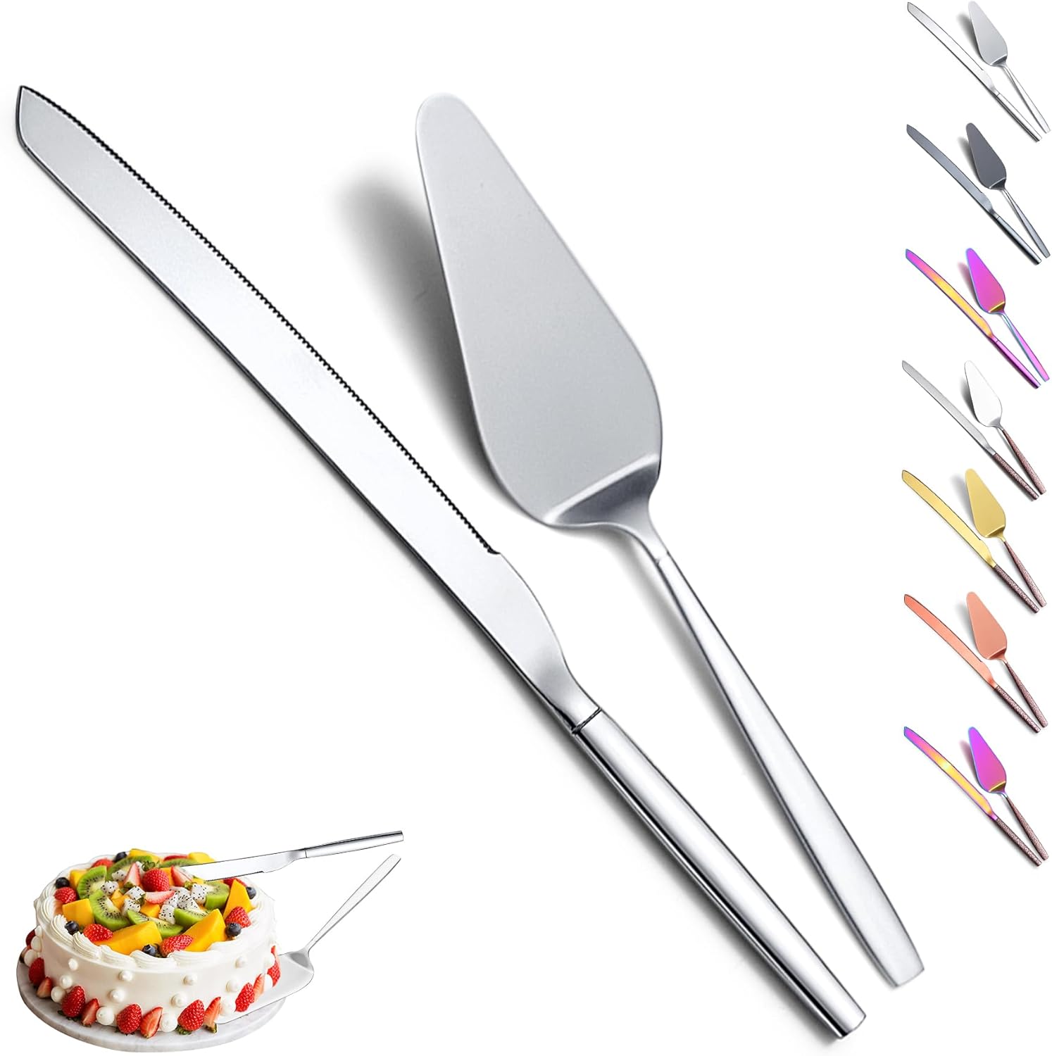 Juego de cuchillos y servidores para tartas de boda, servidor de pastel para todos los días, bodas y cumpleaños, apto para lavavajillas
