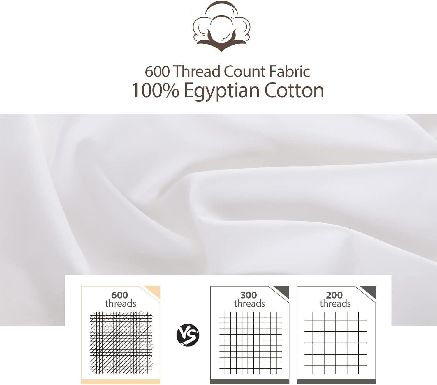 Sábana bajera ajustable 100% algodón egipcio, tamaño individual, color blanco, 600 hilos, bolsillo profundo de 8 a 16 pulgadas, sábana inferior de