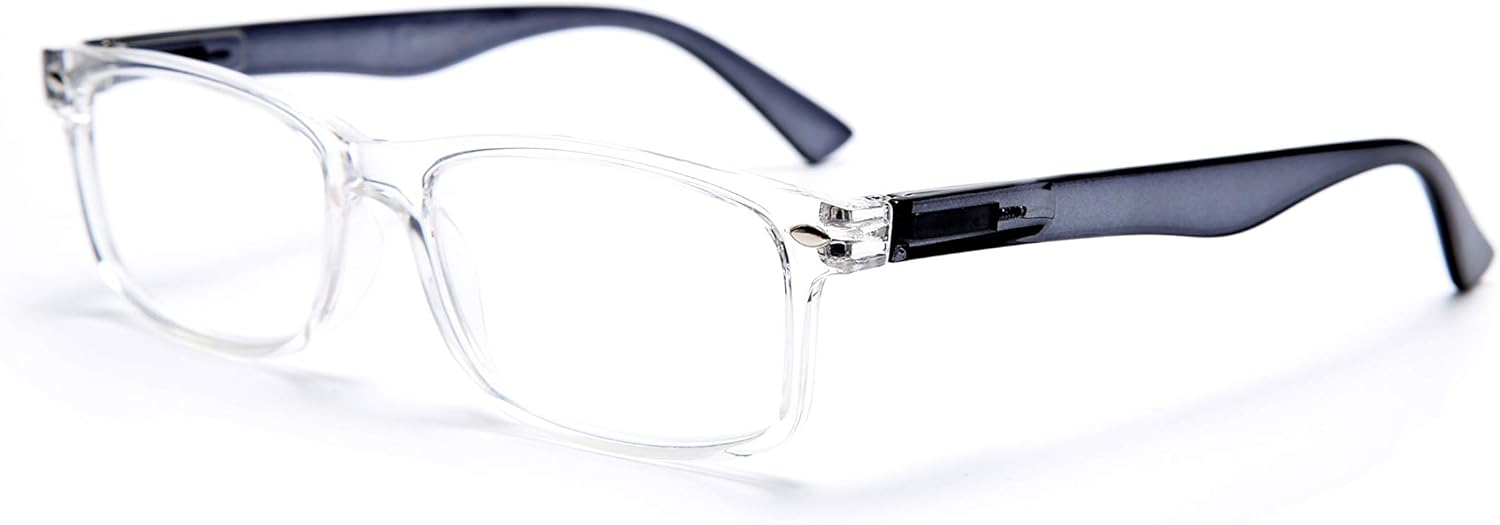 Paquete de 5 lentes de lectura unisex rectangulares vintage con marco de plástico para hombres y mujeres