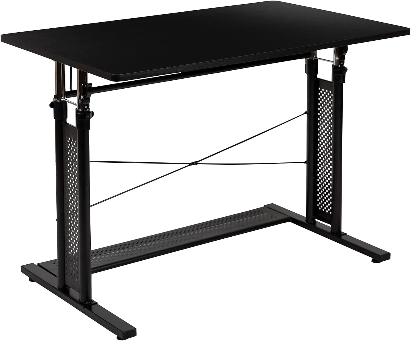 Flash Furniture Fairway – Escritorio de oficina en casa, altura ajustable (27.25-35.75 pulgadas de alto), color negro