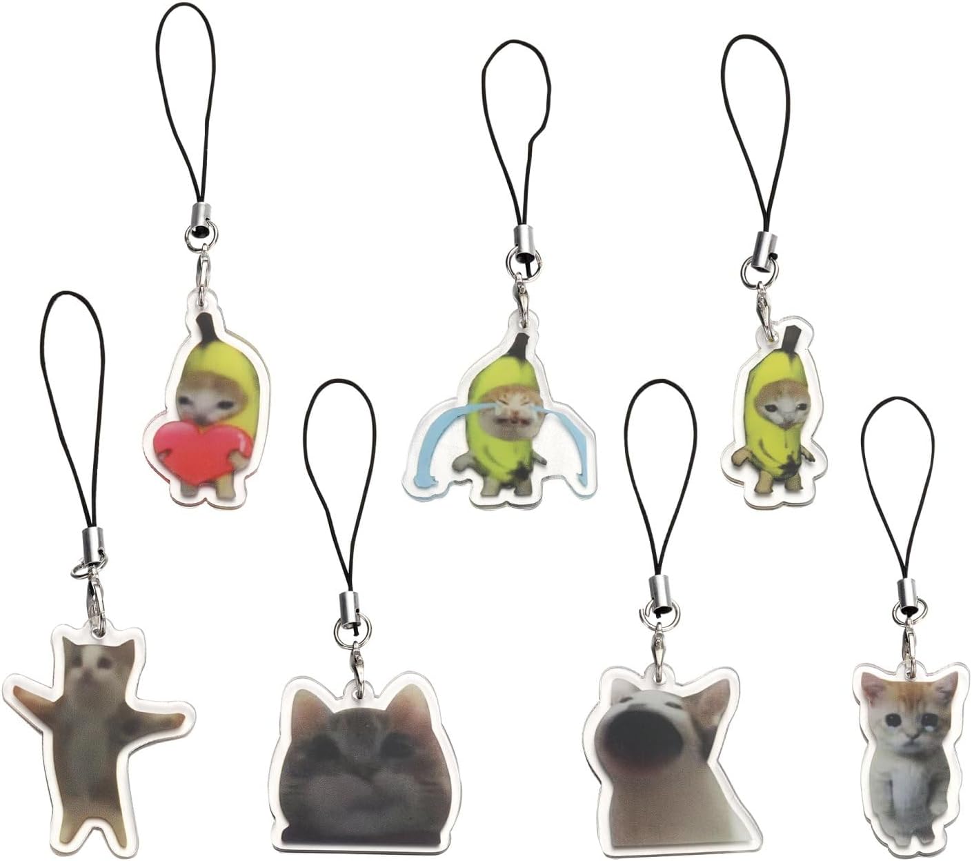 EXPHAIN 7 piezas de llavero con dije para teléfono con diseño de gato Y2k, lindo Kawaii para teléfono, correa estética, Acrílico, No es una piedra