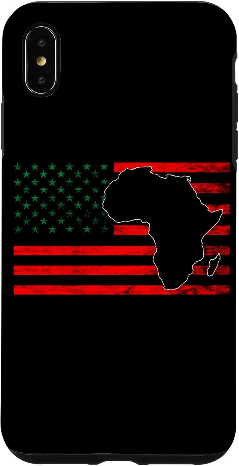 Funda para iPhone XS Max USA Black History Afro-American Pan African UNIA Flag Case