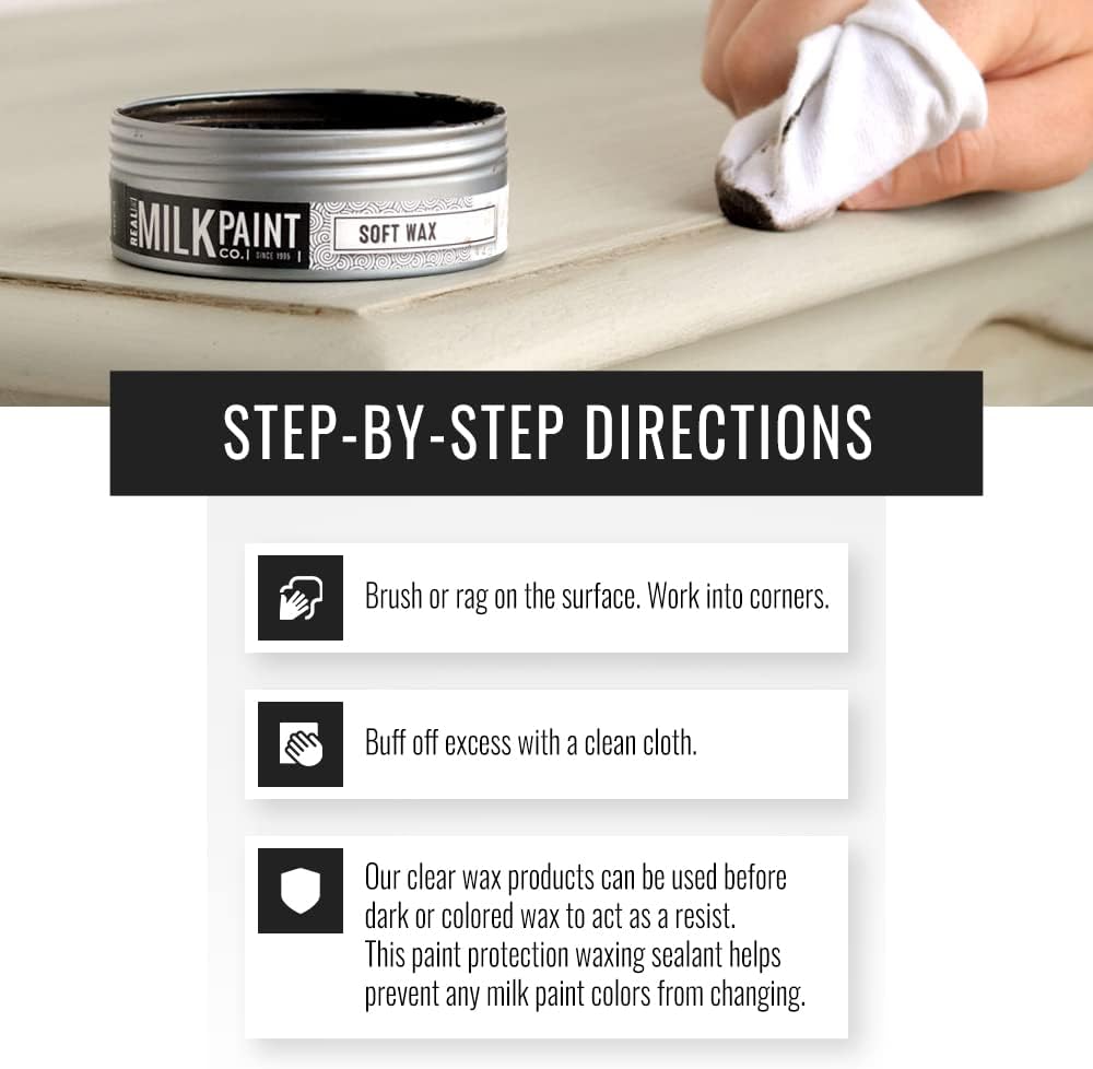 Real Milk Paint, Sellador de cera de acabado suave para muebles pintados, sellador de pintura para armarios, decoración de madera sin terminar, cera